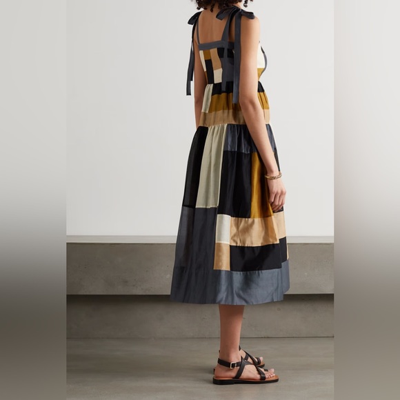 Ulla Johnson Minerva Patchwork Dress Blue Gold Size 4 - Picture 15 of 16